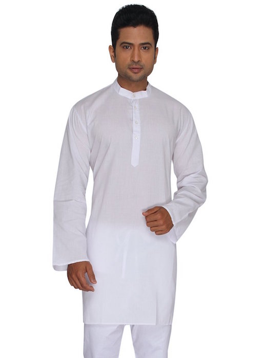 Rajubhai Hargovindas Men's White Light Weight Cotton Kurta (Mandarin Collar)